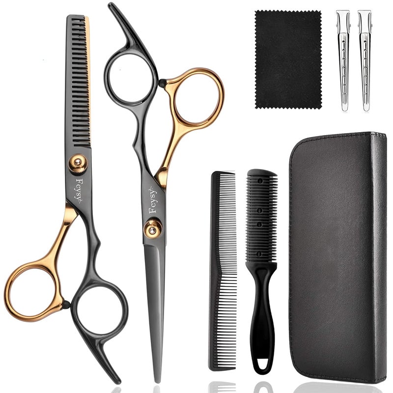 Fcysy Hair Cutting Scissors Kit, Professional Barber Shears Set with Hair Scissors Thinning Shears, Tijeras para Cortar Cabello Haircutting Sheers Hair Cut Blending Salon Scissor for Men Women Pet - Image 1